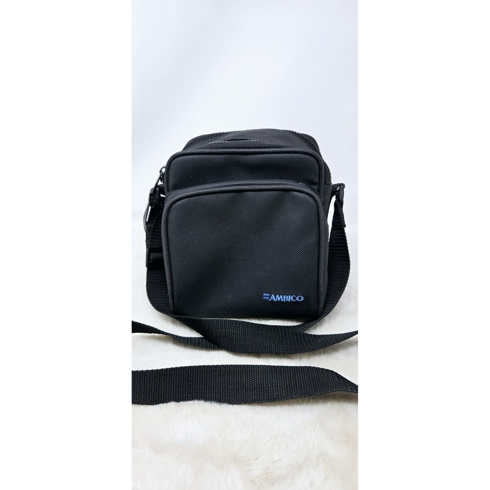 Ambico Camera Bag 7"x7" Black 2 Pocket with Zipper &‎ Shoulder Strap Vintage